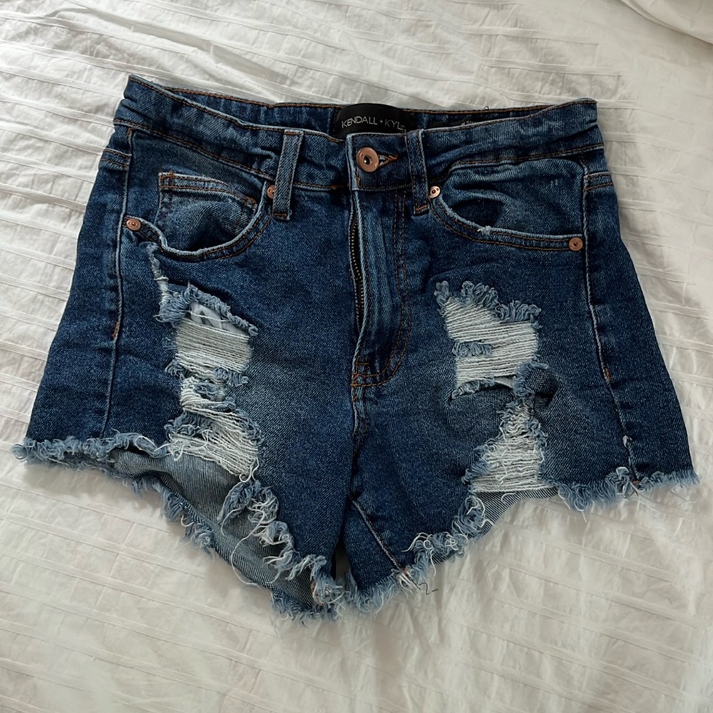 Kendall and Kylie distressed denim shorts